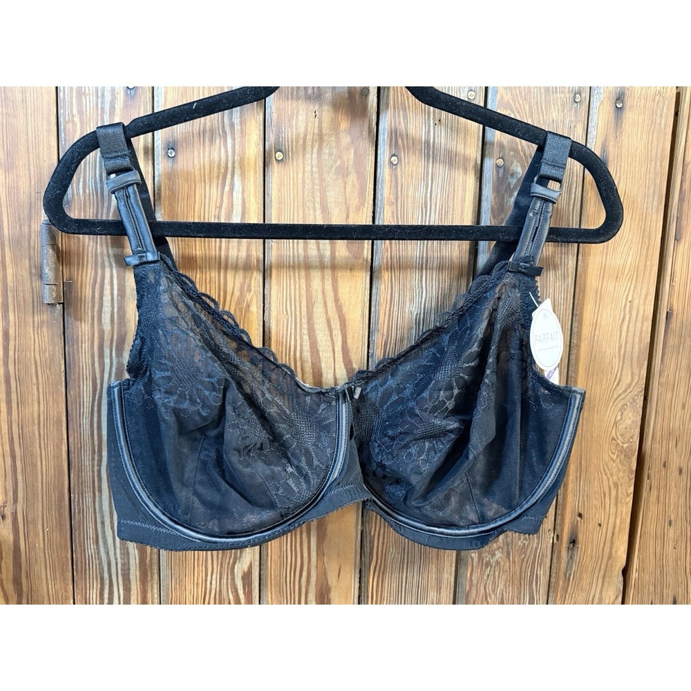 Parfait Lace Minimizer Bra Women 42E Black Underwired Unlined Adjustable NWT